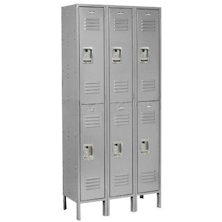 GLOBAL INDUSTRIAL 2-Tier 6 Door Locker, 12Wx15Dx36H, Gray, Assembled 968267GY